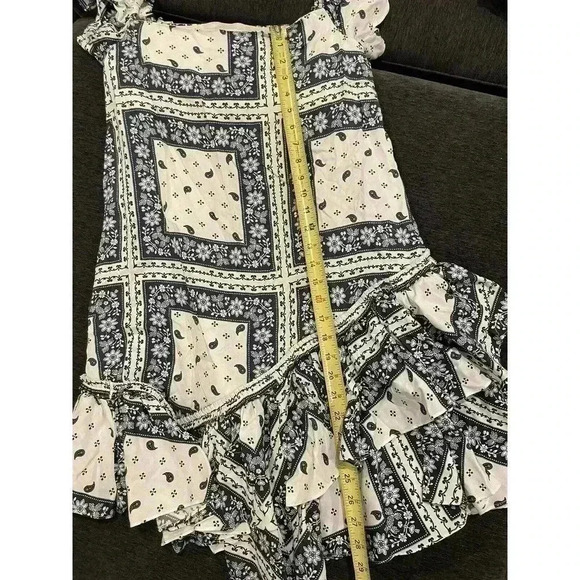 Cinq A Sept Minella Off-the-shoulder Dress Sz 6 Paisley Bandana Blue Flutter NEW - Picture 7 of 11